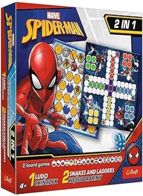 Trefl 2419 2 in 1 Ludo/Snakes and Ladders Spider-Man Board Game, Multicolor