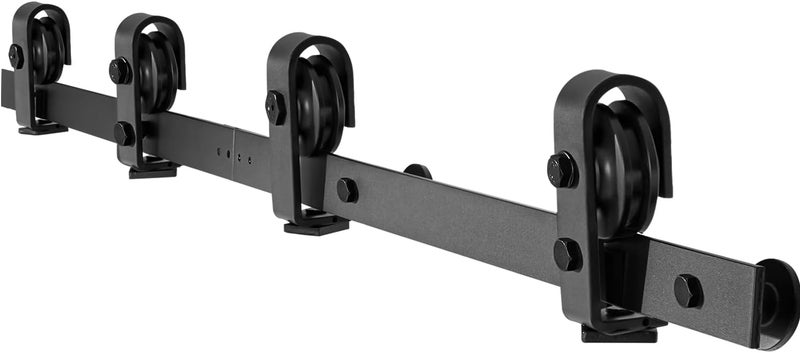 VEVOR 52" Bi-Folding Sliding Barn Door Hardware Track Kit, Bifold Sliding Door Hardware, Slide Smoothly Quietly, Heavy Duty, Easy to Install, for Four 12" Closet Pantry Laundry Barn Doors [No Door] - Image 4