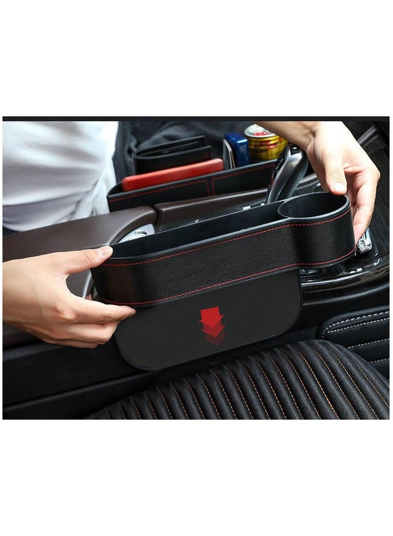 VIUAUAX Car seat gap storage box multi-function gap storage box car supplies car built-in bag storage boxCar Seat Gap Filler, Multifunctional Car Seat Organizer with Cup Holder, Car Console Side Organizer for Cellphones, Wallets, Keys, Coin, Cards, Sunglasses, Driver SidePack of 2 - Black  - Image 4