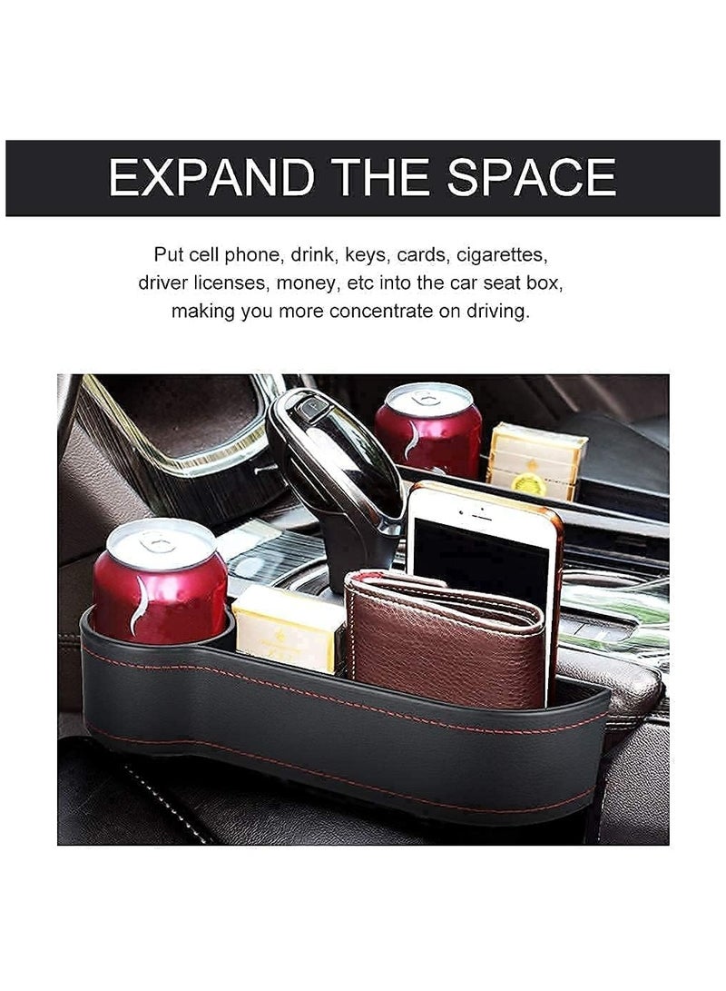 VIUAUAX Car seat gap storage box multi-function gap storage box car supplies car built-in bag storage boxCar Seat Gap Filler, Multifunctional Car Seat Organizer with Cup Holder, Car Console Side Organizer for Cellphones, Wallets, Keys, Coin, Cards, Sunglasses, Driver SidePack of 2 - Black  - Image 5