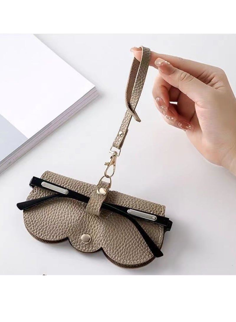 حقيبة نظارات جلدية ناعمة حقيبة نظارات طبية ونظارات شمسية محمولة مشابك نظارات مع حزام - Image 1