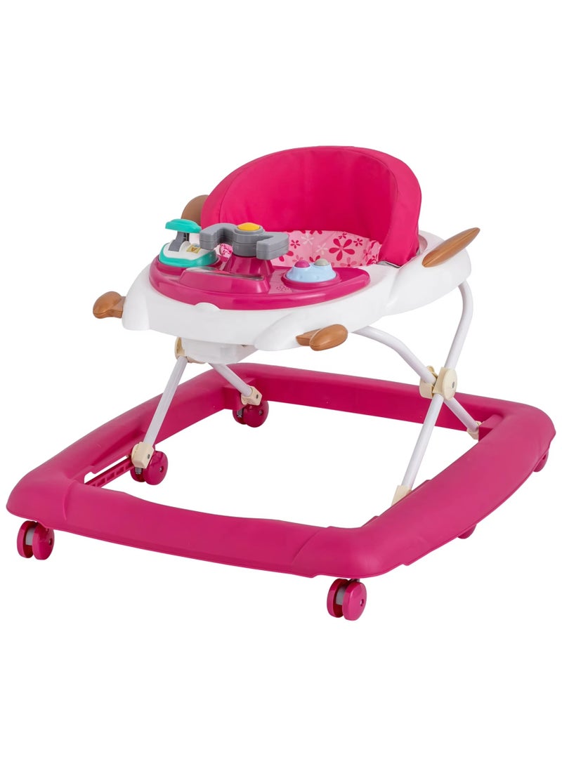 رالي مشاية أطفال بمقعد ناعم ومبطن وقابل للطي وردي - Image 1