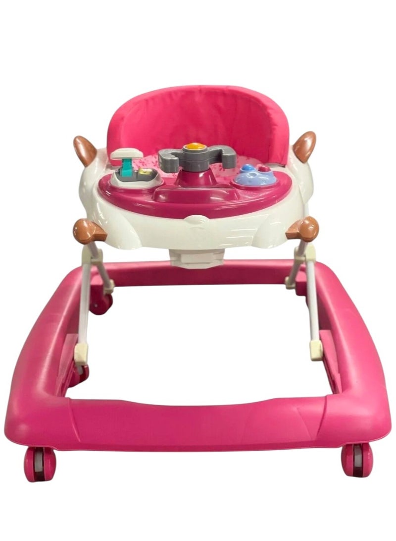 رالي مشاية أطفال بمقعد ناعم ومبطن وقابل للطي وردي - Image 2