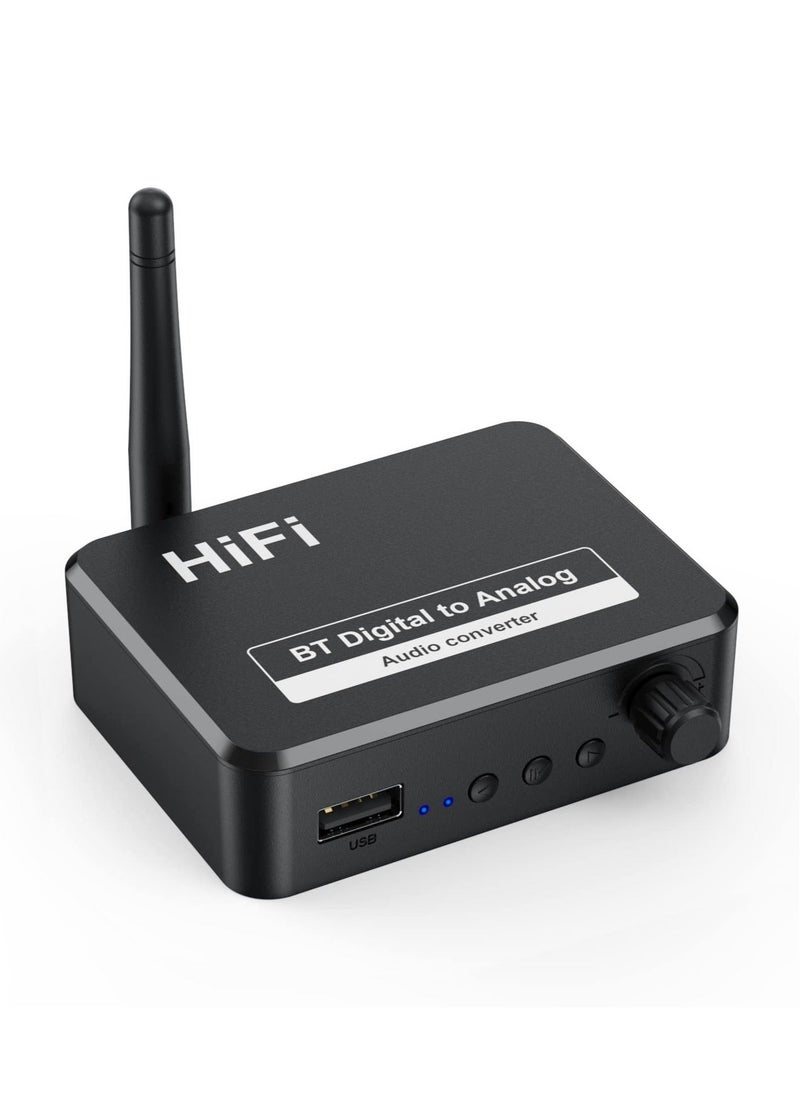 Generic - 192KHZDigital to Analog Audio Converter, 5.2 Bluetooth Receiver DAC Wireless Audio Adapter with OpticalCoaxial to 3.5mm Audio Output for PS3 PS4 DVD AppleTV Home Cinema - Image 1