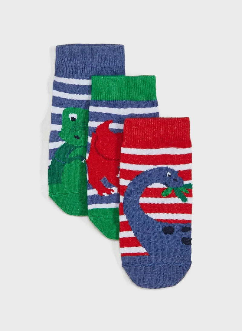 JoJo Maman Bebe Kids 3 Pack Assorted Socks