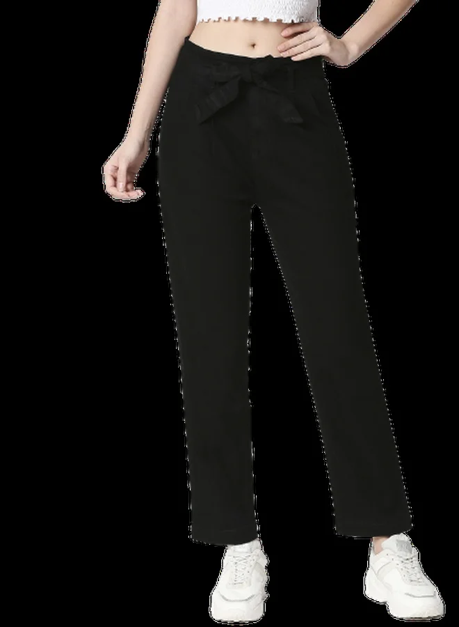 HIGH STAR Women Black Relaxed Fit Stretchable High-Rise Jeans