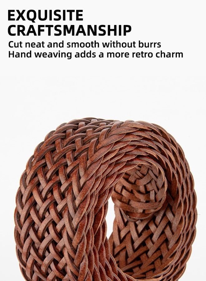 Women'S Casual Belt - Leather Adjustable Braided Belt With Durable Metal Buckle, High-End Versatile Brown, 110cm - Image 5