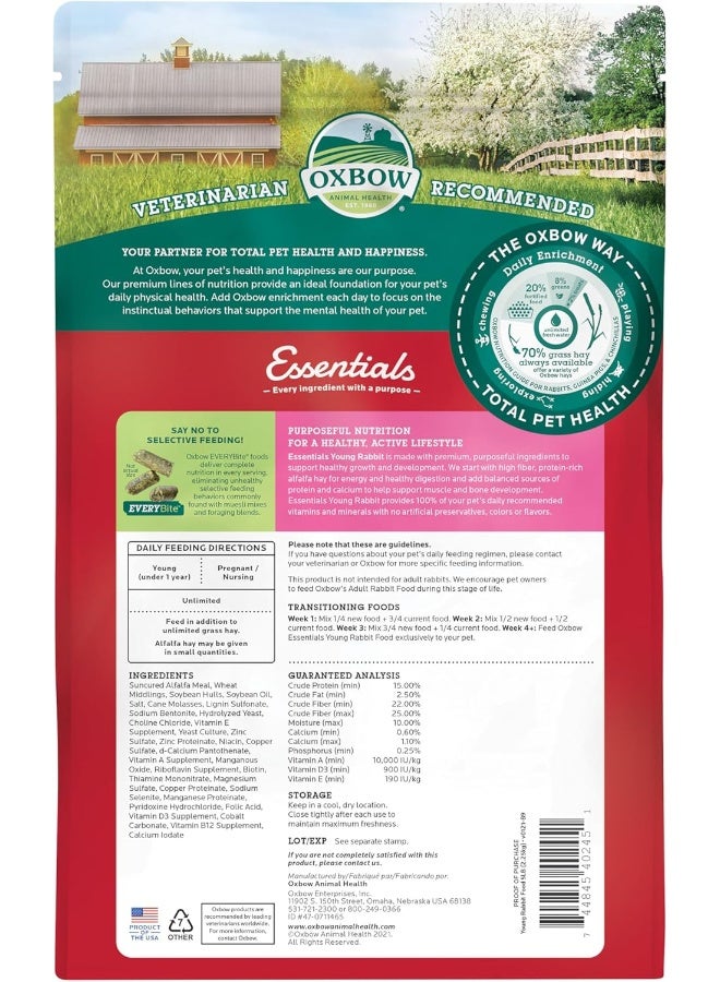 Oxbow Essentials Young Rabbit Food, 5 Lb, Multicolour, 744845402451, Animal Food Multicolour - Image 2