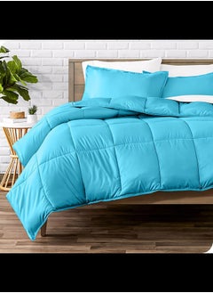 Home of linens Cotton - Plain - Heavy Comforter - 4Kgs - Down Alternative Filling - (For Matress 180cm/200cm) - Size  (250cm x 240cm) - Turquoise  - Image 1