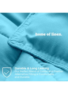 Home of linens Cotton - Plain - Heavy Comforter - 4Kgs - Down Alternative Filling - (For Matress 180cm/200cm) - Size  (250cm x 240cm) - Turquoise  - Image 3