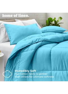 Home of linens Cotton - Plain - Heavy Comforter - 4Kgs - Down Alternative Filling - (For Matress 180cm/200cm) - Size  (250cm x 240cm) - Turquoise  - Image 2