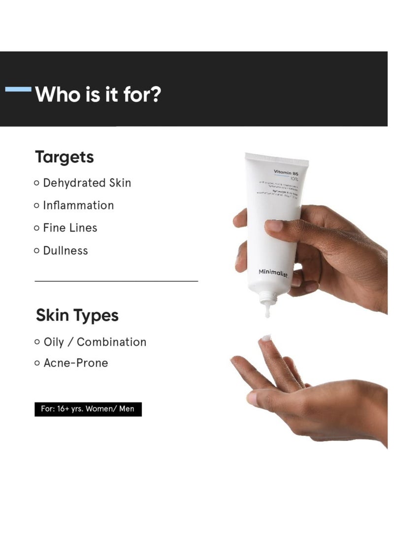 MINIMALIST Minimalist 10% Vitamin B5 Face Moisturizer for Oily & Acne Prone Skin | Oil Free Fast Absorbing Lightweight Gel | For Women & Men | 1.7 Oz / 50 gm  - Image 2