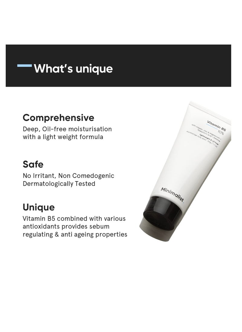 MINIMALIST Minimalist 10% Vitamin B5 Face Moisturizer for Oily & Acne Prone Skin | Oil Free Fast Absorbing Lightweight Gel | For Women & Men | 1.7 Oz / 50 gm  - Image 3