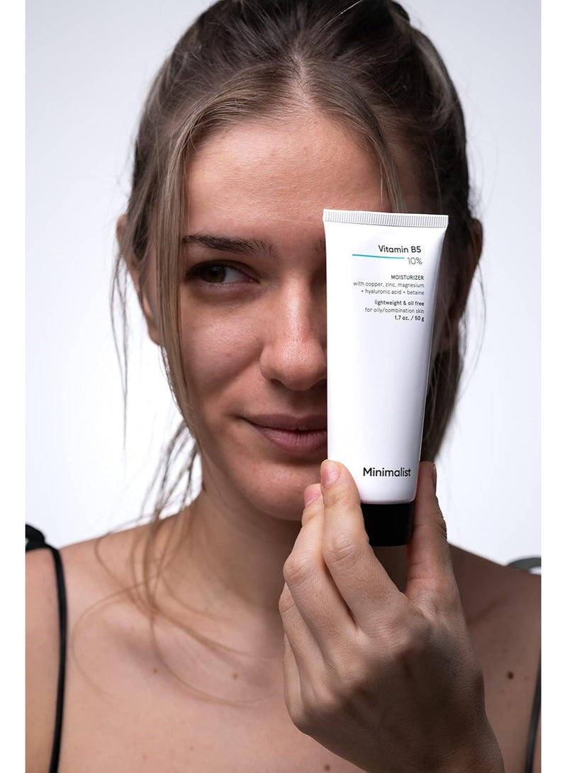 MINIMALIST مرطب وجه بفيتامين ب5 بنسبة 10% بتصميم بسيط للبشرة الدهنية والمعرضة لحب الشباب | خالي من الزيت سريع الامتصاص جل خفيف الوزن | للنساء والرجال | 1.7 أونصة / 50 جرام - Image 3