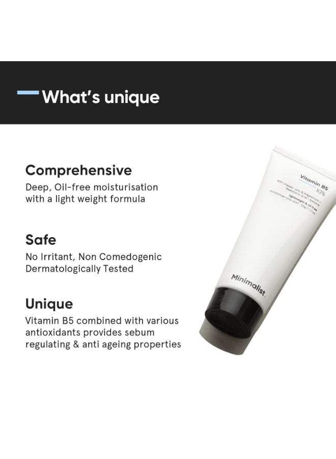 MINIMALIST مرطب وجه بفيتامين ب5 بنسبة 10% بتصميم بسيط للبشرة الدهنية والمعرضة لحب الشباب | خالي من الزيت سريع الامتصاص جل خفيف الوزن | للنساء والرجال | 1.7 أونصة / 50 جرام - Image 4