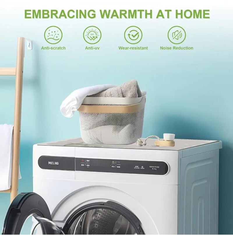 Home-Cloud حصيرة غسالة غير قابلة للانزلاق - غطاء واقي متين ومقاوم للماء للغسالة والمجفف، حصيرة مقاومة للغبار مثالية لغرفة الغسيل وأجهزة المطبخ | 60x60 سم (بيج) - Image 3