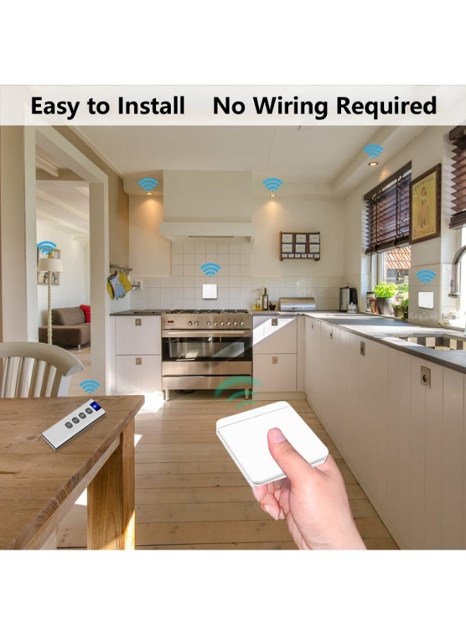3 طريقة AC Smart Wireless Switch Kit ، RF 433MHz ، 3 أجهزة استقبال + 2 مفاتيح جدارية ، 30m داخلي / 50m خارجي ، سهل تركيب لا حفر ، للأضواء والمروحة والمضخات - Image 3