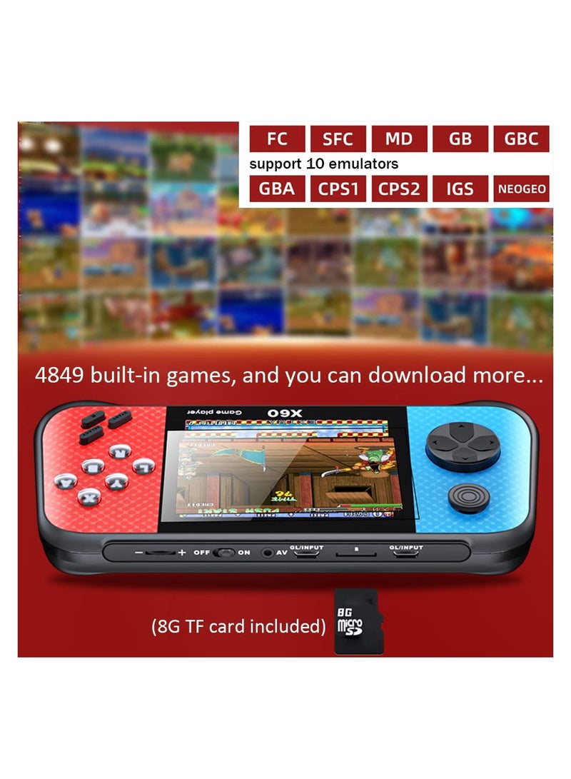 Zikra Retro Handheld Game Console for Kids Adults, Mini Game Player Preload 4849 Games, 3.5'' Display Portable Game Machine with 2 Gamepads, Support 2 Players Save Progress and Connect to TV - Image 4