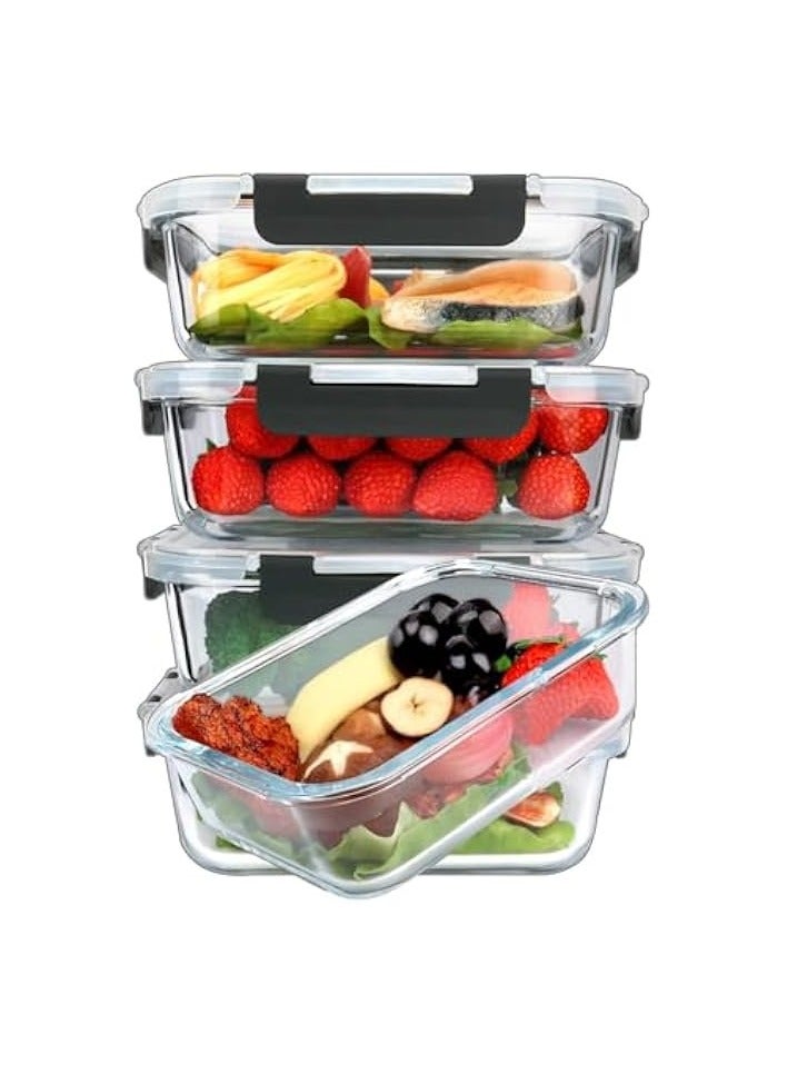Green Tiger Glass Meal Prep Containers - Airtight Glass Food Storage with Leakproof Lids - BPA-Free Kitchen Storage for Freezer and Lunch - Versatile Glass Lunch Boxes, Container sets (5 pcs) - Image 1