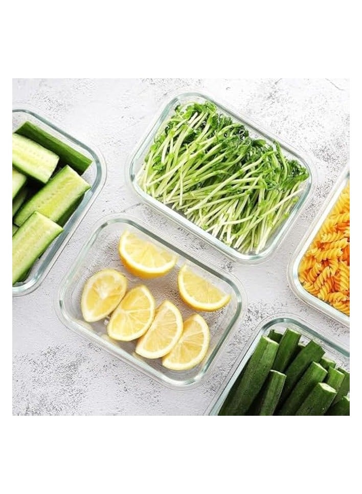 Green Tiger Glass Meal Prep Containers - Airtight Glass Food Storage with Leakproof Lids - BPA-Free Kitchen Storage for Freezer and Lunch - Versatile Glass Lunch Boxes, Container sets (5 pcs) - Image 2