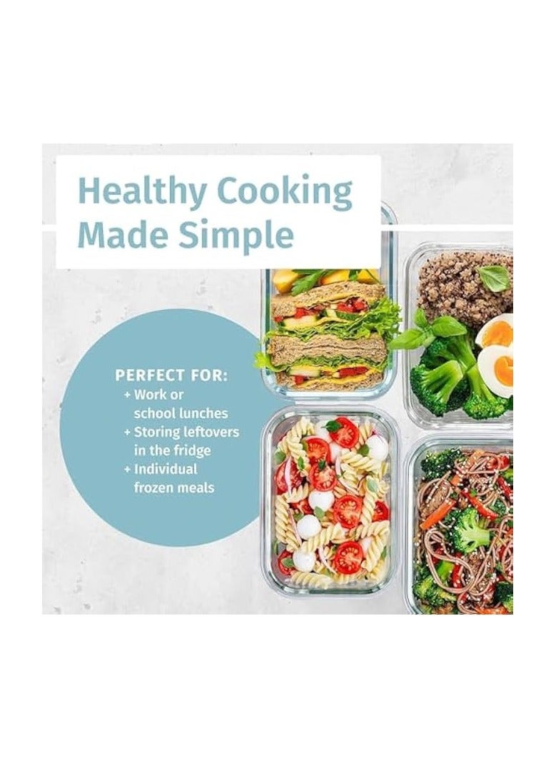 Green Tiger Glass Meal Prep Containers - Airtight Glass Food Storage with Leakproof Lids - BPA-Free Kitchen Storage for Freezer and Lunch - Versatile Glass Lunch Boxes, Container sets (5 pcs) - Image 3