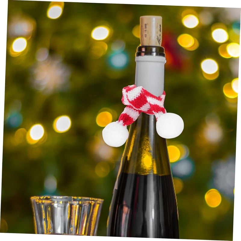 VOSAREA 6Pcs Mini Christmas Wine Bottle Scarves DIY Knitted Holiday Decorations for Dolls Crafts and Festive Table Ornaments Soft Cloth Material for Xmas - Image 5