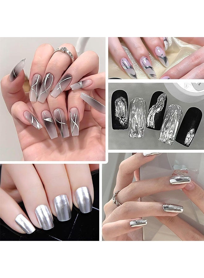 CmaaDu Ultra Bright Metallic Gel，Silver Gel Nail Polish, Chrome Nail Polish Painting Gel, Quick Drying, Long Lasting, Mirror Effect Metallic Gel Nail Polish, Super Glossy Soak off UV/LED Home Salon DIY Manicure - Image 5