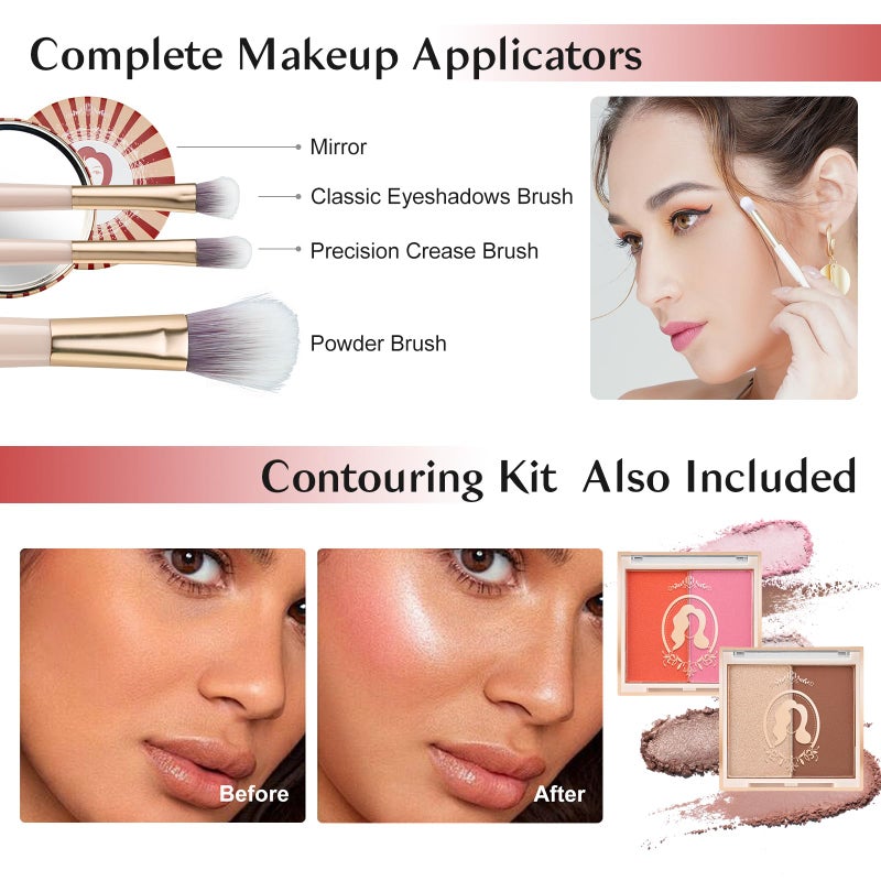 COLOR NYMPH All In One Makeup Kit For Girls, Beginner Makeup Kit For Teens Make up Kit For Little Girls Full Set Make Up Kits For Women Cosmetic Set 18 Color Eyeshadow Eyeliner Lipgloss Blush Mirror - Green - Image 5