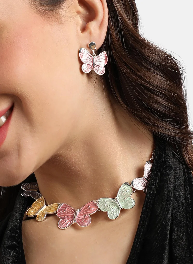 SOHI Pastel Butterfly Artificial Jewellery Set