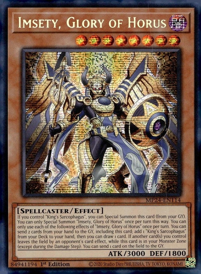 Yu-Gi-Oh! Imsety, Glory of Horus - MP24-EN114 - Prismatic Secret Rare - 1st Edition