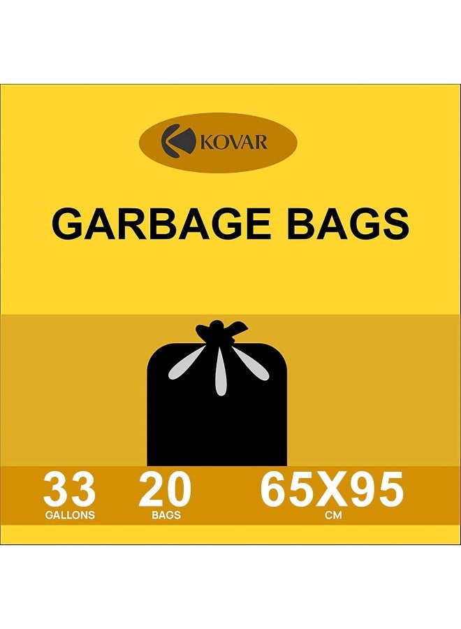 KOVAR Biodegradable & Antibacterial 33 Gallon Garbage Bags | Plastic Trash Bags | Leak-Proof Bin Bags for Wet & Dry Waste | 80 Pcs with 4-Pack Roll Set | Waste Bag for Indoor and Outdoor | 65cm x 95cm - Image 4