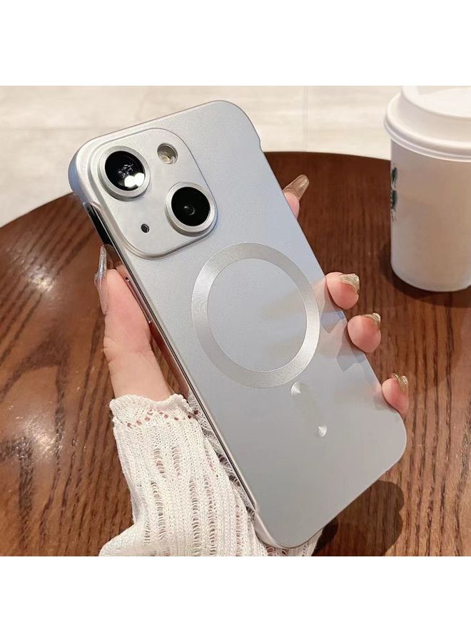 Case Cover For iPhone 14 Plus Frameless MagSafe PC Phone Case Silver