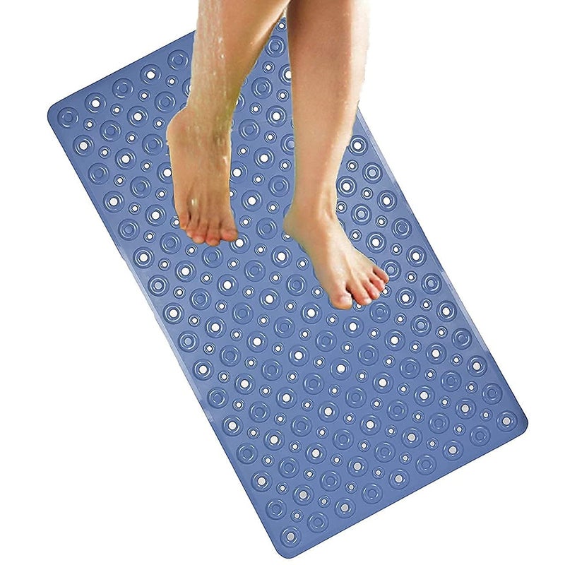 Yorten Multipurpose Silicone Anti-Slip Bathroom Mat for Shower Spa with Non Slip Feet Kitchen Indoor Outdoor Use (Blue Round) - Image 1