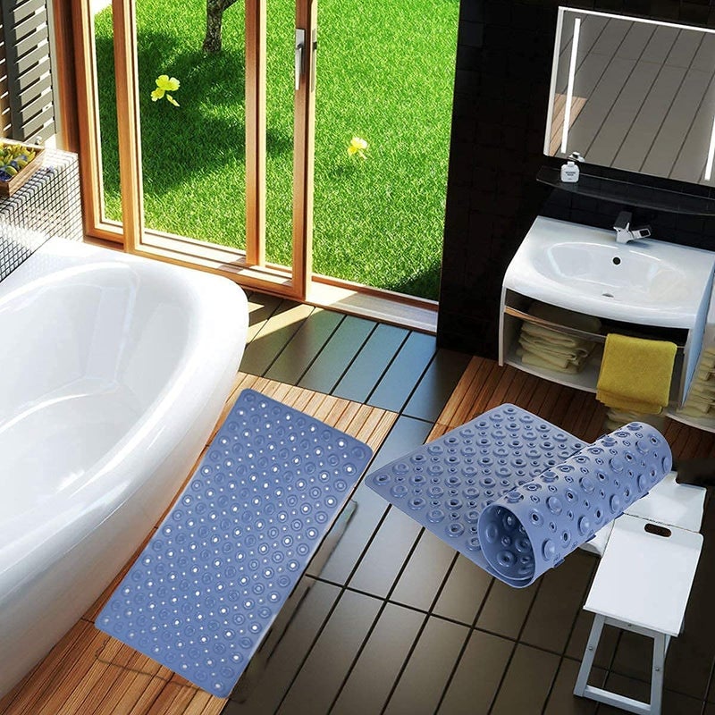 Yorten Multipurpose Silicone Anti-Slip Bathroom Mat for Shower Spa with Non Slip Feet Kitchen Indoor Outdoor Use (Blue Round) - Image 3