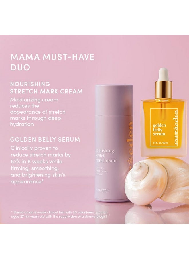 Evereden - Mama Must-Have Duo - Golden Belly Stretch Mark Oil & Nourishing Stretch Mark Cream - Dermatologist-Developed Clean & Vegan Maternity Skin Care For Stretch Mark Reduction & Skin Hydration - Image 1