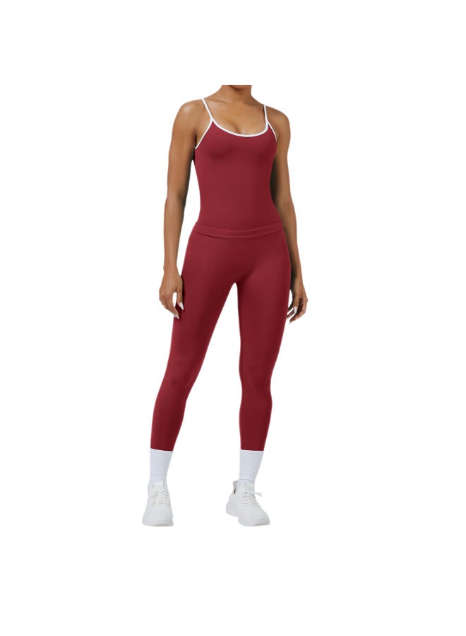 Color Matching Sports Suit For Women, Contrasting Color Backless Tight Yoga Suit, Quick-drying Outer Wear, Running Sports Fitness Yoga Suit - Image 5