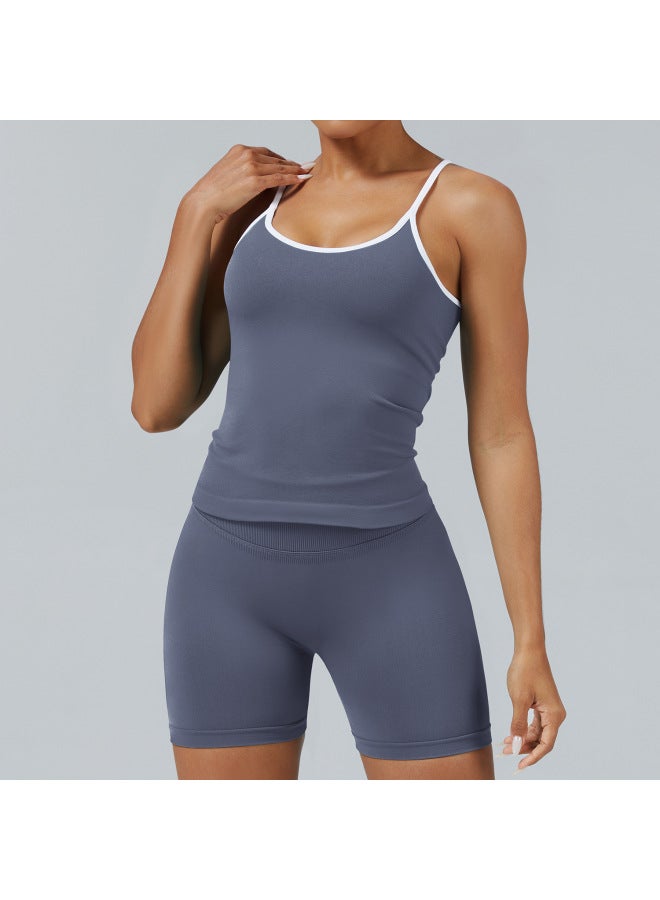 Color Matching Sports Suit For Women, Contrasting Color Backless Tight Yoga Suit, Quick-drying Outer Wear, Running Sports Fitness Yoga Suit - Image 1