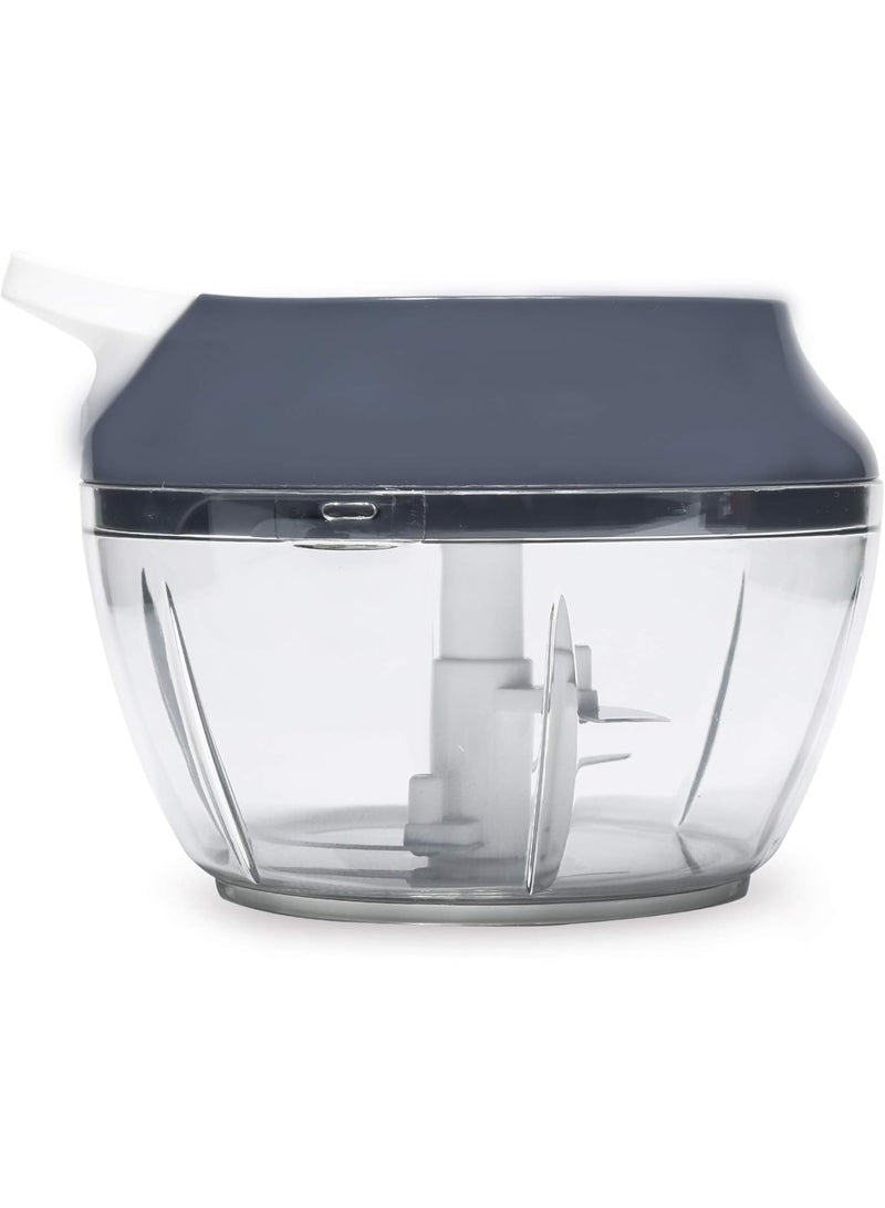 هومواي مفرمة يدوية من هوم واي سعة 500 مل مع غطاء تخزين، شفرات من الفولاذ المقاوم للصدأ، تقطع الخضراوات والمكسرات والفواكه وتفتت اللحم، خالية من مادة BPA، رمادية اللون - HW3401 - Image 2