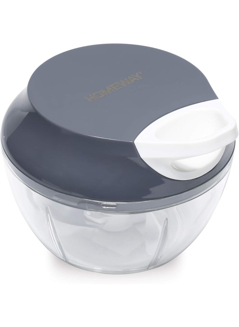 هومواي مفرمة يدوية من هوم واي سعة 500 مل مع غطاء تخزين، شفرات من الفولاذ المقاوم للصدأ، تقطع الخضراوات والمكسرات والفواكه وتفتت اللحم، خالية من مادة BPA، رمادية اللون - HW3401 - Image 1