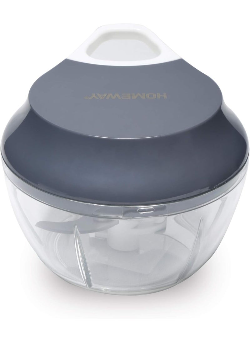 هومواي مفرمة يدوية من هوم واي سعة 500 مل مع غطاء تخزين، شفرات من الفولاذ المقاوم للصدأ، تقطع الخضراوات والمكسرات والفواكه وتفتت اللحم، خالية من مادة BPA، رمادية اللون - HW3401 - Image 3