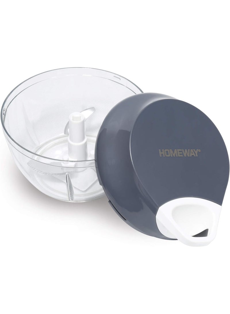 هومواي مفرمة يدوية من هوم واي سعة 500 مل مع غطاء تخزين، شفرات من الفولاذ المقاوم للصدأ، تقطع الخضراوات والمكسرات والفواكه وتفتت اللحم، خالية من مادة BPA، رمادية اللون - HW3401 - Image 5