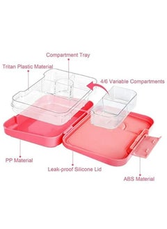 Arabest Bento Lunch Box Boxes Container Bundle Divider Double Insulation Translucent Box Microwave Safe 21x15x4.5cm  - Image 3