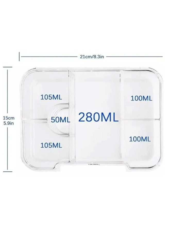 Arabest - Bento Lunch Box Boxes Container Bundle Divider Double Insulation Translucent Box Microwave Safe 21x15x4.5cm - Image 1
