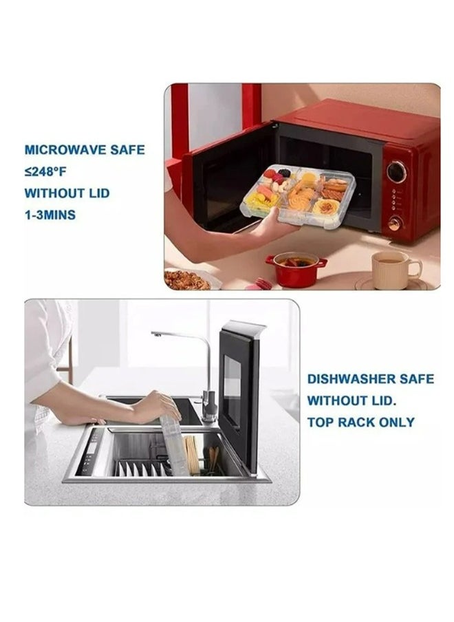 Arabest - Bento Lunch Box Boxes Container Bundle Divider Double Insulation Translucent Box Microwave Safe 21x15x4.5cm - Image 1
