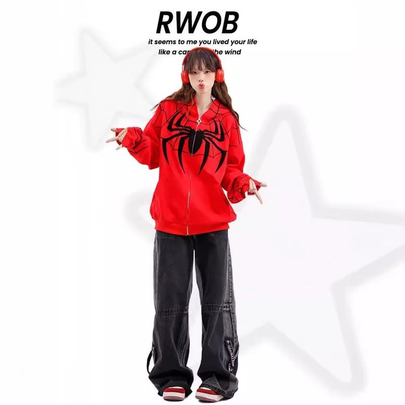 O American Jacket Spider Zipper National Fashion Autumn Men'S And Women'S Ve Cardigan Sweater Original Embroidered Couple Rsize High Street - Image 4