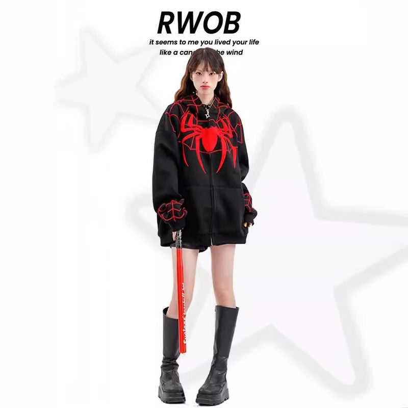 O American Jacket Spider Zipper National Fashion Autumn Men'S And Women'S Ve Cardigan Sweater Original Embroidered Couple Rsize High Street - Image 5