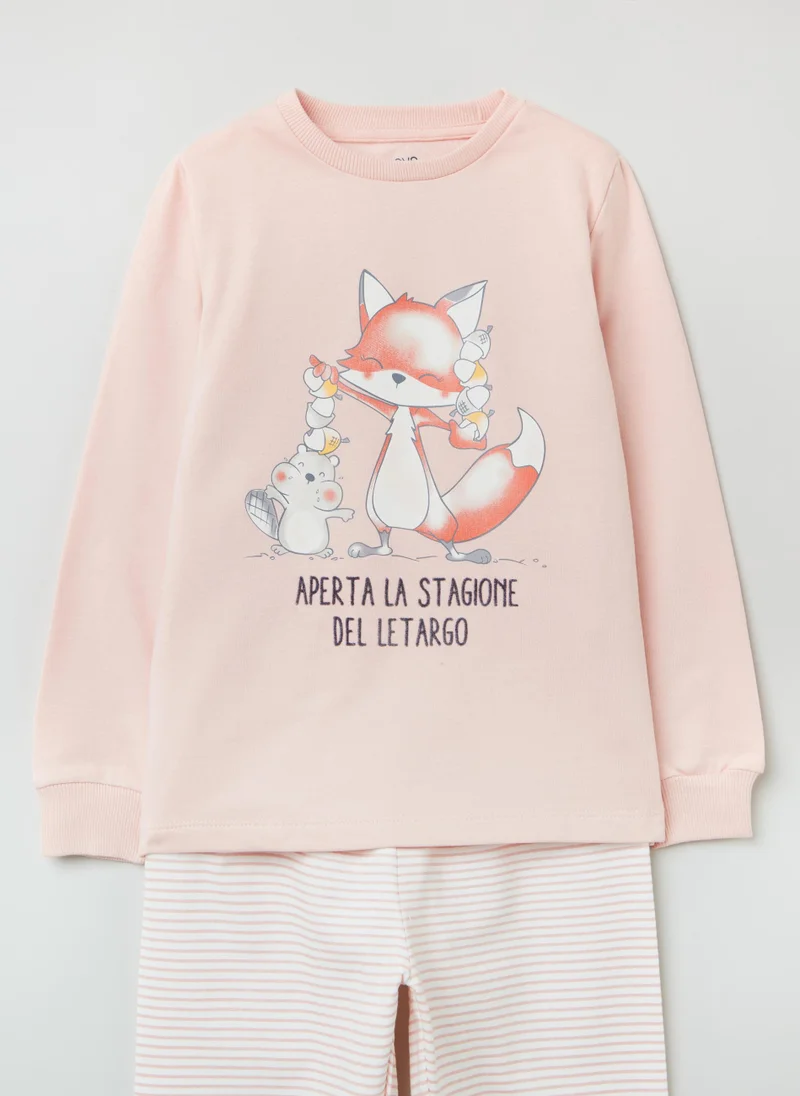 او في اس Ovs Girls Cartoon Print Pyjama Set