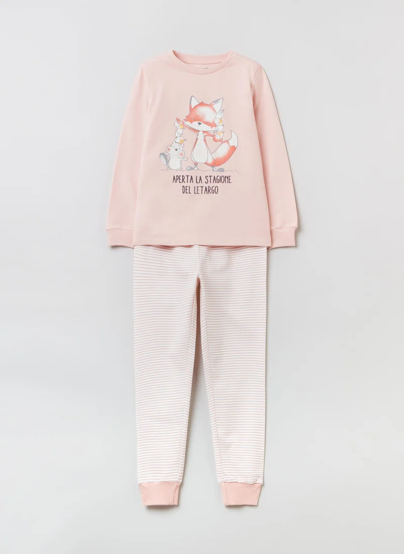 او في اس Ovs Girls Cartoon Print Pyjama Set