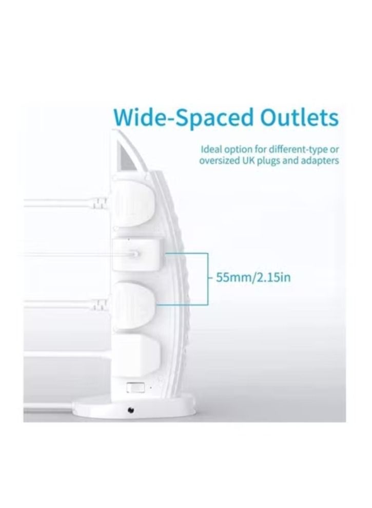 Stylish Power Extension Cord 6 USB Fast Charging Ports Burj Al Arab Power Socket 2 Meters Cable Multiple Protection System 3000W - Image 2