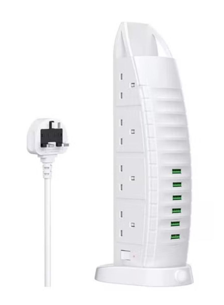 Stylish Power Extension Cord 6 USB Fast Charging Ports Burj Al Arab Power Socket 2 Meters Cable Multiple Protection System 3000W - Image 1